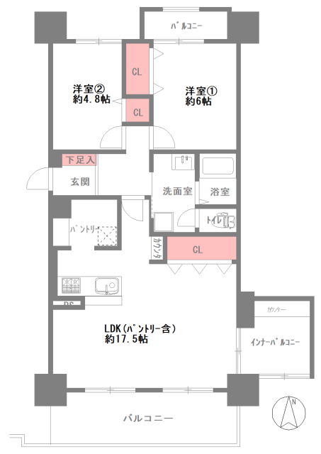 リバーサイドほんじょう　2LDK