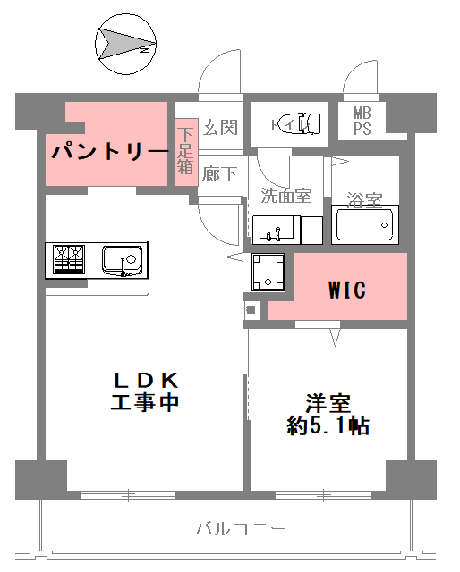 ライオンズマンション上六　1LDK