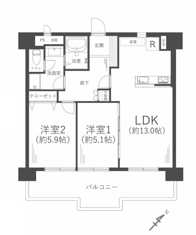 朝日プラザ桑津第2　2LDK