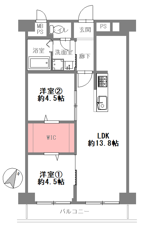 天満橋筋ビューハイツ　2LDK